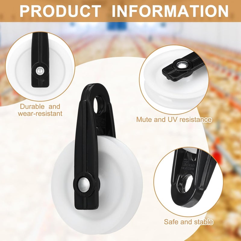 Threlaco 10 Pcs Rope Roller 2-1/2 Inch Nylon Clothesline Pulley, Outdoor Clothes Pulleys for 1/4-inch Rope - Image 3